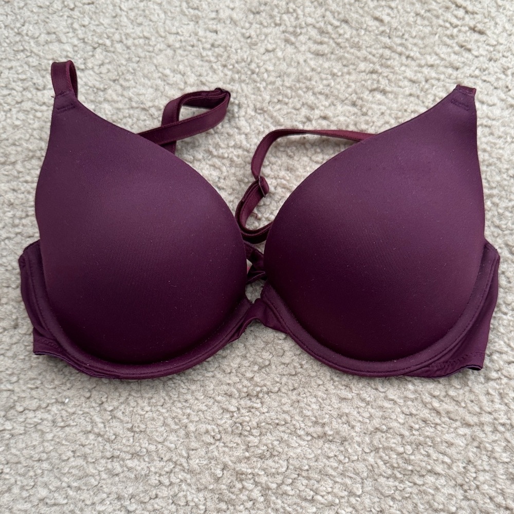 PINK Victoria's Secret Where everywhere Maroon Push up bra 32B